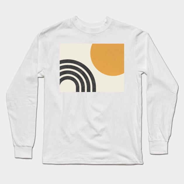 Mid Century Modern Gold - Sun & Rainbow Horizon Long Sleeve T-Shirt by moonlightprint